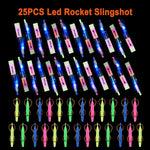 25 Sets LED Flying Set, 25 Slingshot+25 Glow Helicopter-50 Pcs, Flying Toy Outdoor Toys Glow in The Dark Party Supplies Party Favors for Kids 8-12,4-8
