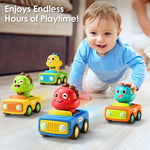 iPlay, iLearn Press Go Car Toys for Toddlers 1-3, Baby Animal Race Cars, Infant Play Car Set, Push Go Friction Dino Car for 6-9-12-18 Month, 1st Birthday Gift Easter Stuffer for 1-2 Years Old Boy Kid
