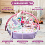 morabloomy 7-in-1 Large Activity Mat for Babies 0-6 Months Tummy Time Mat Play Mat, 5 Tummy TimeToys, 18 Ocean Toys, and 1 Tummy Time Pillow, Baby Activity Mat Easy to Install & Clean, Baby Gift