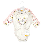 Hudson Baby Unisex Baby Cotton Long-Sleeve Bodysuits, Soft Painted Floral, 12-18 Months