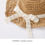 pureborn Baby Girls Straw Sun Hat - Wide Brim Sun Protection Beach Sun Hat with Chin Strap for Infant Girls 12-24 Months Brown