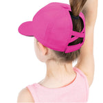 Little Girls Criss Cross Ponytail Hat Toddler Reflective Baseball Cap Kids Quick Dry Summer Sports Hats Age 3-8
