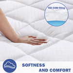 OLANLY Queen Quilted Fitted Mattress Pad, Elastic Fitted Mattress Topper, Cooling Soft Mattress Cover Stretches up to 21 Inches Deep, Machine Washable Mattress Protector (60x80 inch, White)