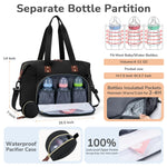 Tenot Diaper Bag Tote, Baby Bag Travel Diaper Tote Bag with Pacifier Case, Cute Maternity Hospital Baby Stylish Diaper Tote for Mom Dad Black