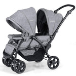 BABY JOY Double Stroller - Foldable Lightweight Twin Stroller with Tandem Seating, Adjustable Backrest/Canopy/Footrest, 5-Point Harness, Storage Basket, Newborn and Toddler (Gray)