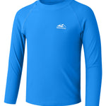 Toddler Boys Swim Shirt Long Sleeve Rash Guard UPF 50+ Sun Protection Shirts for Baby Kids Quick Dry(Blue,18-24M)