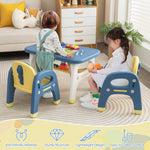 Costzon Kids Table and Chairs, Montessori Play Toddler Activity Table Set w/Storage Shelf and Building Blocks for Preschool & Kindergarten, Cute Dinosau Shape Toddler Desk Set (Easy to Clean)