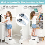 2-Step Toddler Step Stool, Non Slip Kids Step Stool for Bathroom Sink & Toilet Potty Training, Sturdy Stable Base, 10”Height Supports 220 lbs (2Packs White)