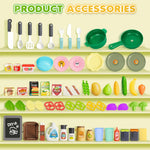 Kids Play Kitchen Set, Toddler Kitchen Playset with Sound & Light, Cooking Stove with Steam, Play Sink, Play Food Toy and Kitchen Accessories, Kitchen Toy for Kids Girls Boys (31.5 * 22 * 8.6in)