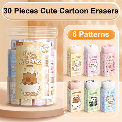 30 Pcs Cute Erasers Cartoon Animal Eraser Kawaii 3D Erasers Pencil Eraser for Students Girls Boys Women School Office Supplies Small Eraser Gift Pack (Animal)