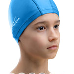 AqtivAqua Swim Cap for Kids 6-14 Swim Cap Kids Swimming Cap Girls Boys Youth Hat (Blue Color, Kids Size)