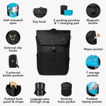 Huhu Diaper Bag Backpack – Large Baby Bag for Moms & Dads – Water-Resistant, Unisex Travel Kit for New Parents – Includes Changing Pad and 2 Organizer Pouches (Midnight Black)