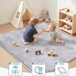 SEPARO Thick Baby Play Mat for Floor,50 x 50 Playpen Mat,Tummy Time Foam Mats,Ultra Soft Support & Plush Feel,Easy Care with Non-Slip Cushioned for Infant,Kids and Toddler Crawling,Grey