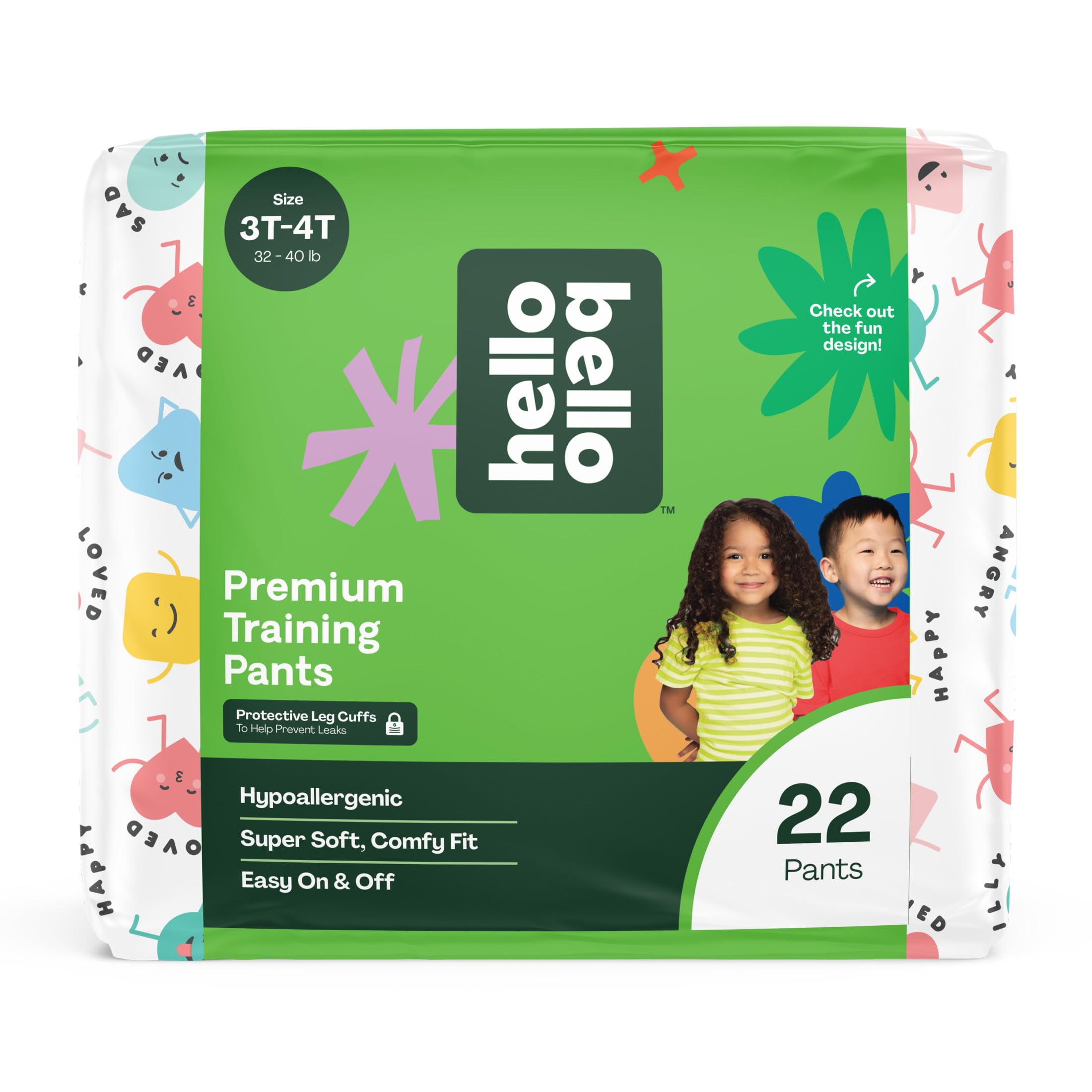 Hello Bello Premium Training Pants 3T-4T, All About Feelings Design, 22ct Jumbo Pack