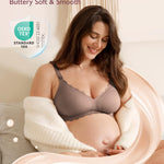 Momcozy Nursing Bras for Breastfeeding, Seamless Pregnancy Maternity Bra Wireless Classic Jelly Strip Support Nursing Bra Dark Brown