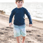 RuggedButts® Baby/Toddler Boys Navy Long Sleeve UPF 50+ Sun Protective Rash Guard Surf Swim Shirt - 6-12m