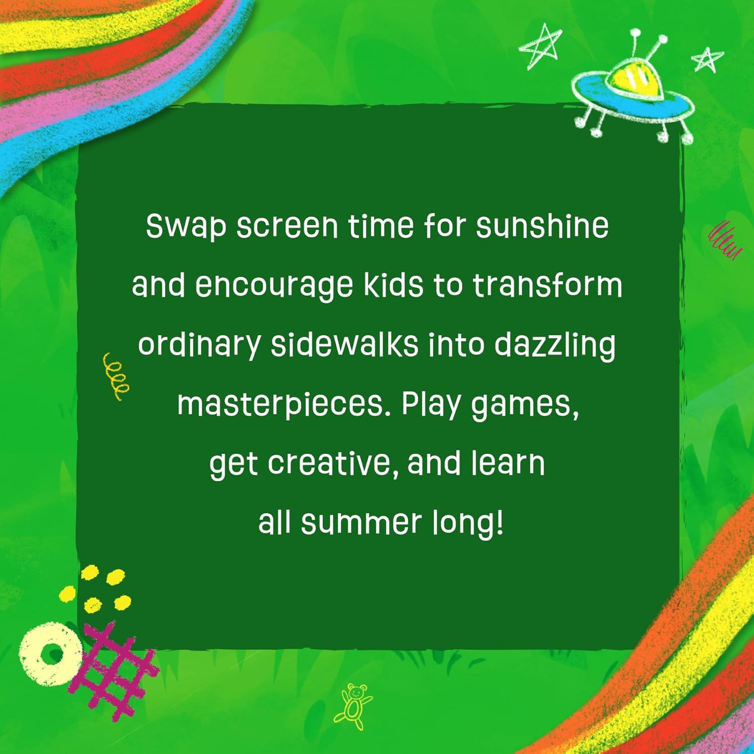 Skillmatics Sidewalk Chalk Activity Kit - Creative Outdoor Fun with 18 Washable Chalk Sticks, 15 Activities & Games for Kids, Gifts for Boys & Girls Ages 3, 4, 5, 6, 7, 8, 9, 10