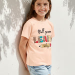 PATPAT Girls T Shirts Size 8-9 Years, Apricot Graphic Tees, Crew Neck Short Sleeve Shirts Trendy Clothes Cute Concert Outfits Cute Tops