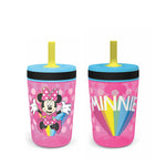 Zak Designs Disney Kelso Tumbler 15 oz Set (Minnie Mouse) Leak-Proof Screw-On Lid with Straw, Made of Durable Plastic and Silicone, Perfect Bundle for Toddlers, Kids