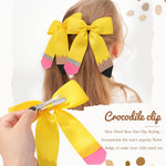 Hair Bows for Girls doboi 2PCS 4.5"Baby Hair Clips Pencil Ribbon Hair Accessories Hair Bow Alligator Clips for Baby Girls Toddlers Kids Teenagers Children Back to School Yellow Bows in Pairs