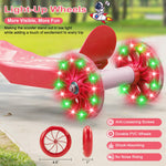 Kids Kick Scooter - LED Light Up 3 Wheel Scooter for Kids 3-5 5-7, Adjustable Handlebar Height, Long Anti-Slip Deck,Heavy Duty Metal Scooters for Boys Girls Ages 3-7, up to 110 Lbs