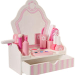 Melissa & Doug Wooden Beauty Salon Play Set, 18-Piece Vanity with Pretend Play Toys, Makeup, Mirror, Accessories & More, Preschool Toys for Girls & Boys Ages 3+ - FSC Certified