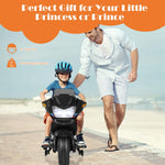 Costzon Kids Ride On Motorcycle, 12V Electric Battery Powered Ride On Bike w/Training Wheels, LED Lights, Music, Pedal, Forward/Reverse, Gift for Children Boys Girls (Black)