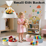 Gift Basket with Gift Bag and Ribbons,Small Rope Woven Shelf Storage,Baskets for Gifts Empty,Birthday,Shower,Decorative Organizer Box for Cat Dog Pet with Handles(White)