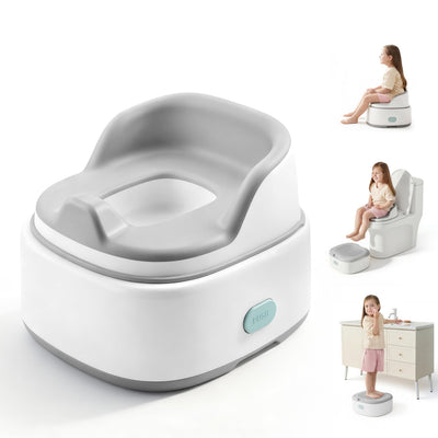 Children's potty training seat with additional images of a child using it.
