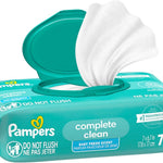 Pampers Baby Wipes, Complete Clean Baby Fresh Scented Wipe, Gently Cleans Head to Toe, 72 Total (1 Flip-Top Packs)