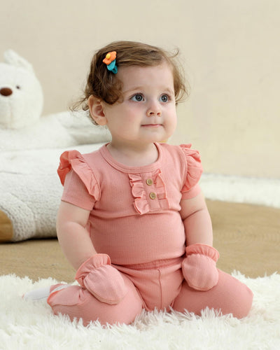 ZAVBABY Newborn Baby Girls Bodysuits Rib Summer Infant Clothes Outfit Set 9-12 Month
