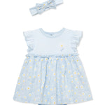Little Me Clothes for Baby Girls' Daisies Bodysuit Dress with Headband, Nantucket Breeze, 12 Months