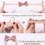 doboi 10PCS Baby Girls Headbands Hair Bows Nylon Linen Hairbands Handmade Hair Accessories for Newborn Infant Toddlers Little Girl and Kids 3.5Inches