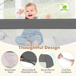 Costzon Bed Rail for Toddlers, 2 PCS Extra Long Swing Down Safety Bed Guards w/Straps for Convertible Crib, Kids Twin, Double, Full Size, Queen & King Bed, Folding Bed Rails for Baby (71-Inch, Gray)