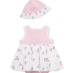 Little Me Clothes for Baby Girls' Strawberries Popover and Hat, Pink Lemonade, 3 Months