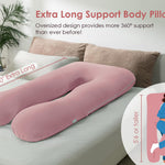 QUEEN ROSE Pregnancy Pillow, U Shaped Full Body Pillows for Sleeping Support, 60 Inch Maternity Pillow for Pregnant Women, Pink