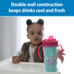 Dr. Brown's Milestones Insulated Hard Spout Sippy, Spill Proof Cup with Handles for Toddlers, 2-Pack, Pink, 10 oz/300 mL, BPA Free, 12m+