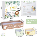 Beeveer Baby Keepsake Box Newborn Memory Organizer with 9 Labeled Compartments First Keepsake Book Gift Box for Pregnancy Mother"s Day Baby Shower New Maternity (Green,Jungle Animal)