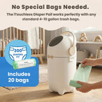 iTouchless Diaper Pail, Odorless Bin with Ag+ Silver Ion, Trash Can with Lid - Fits Any Bag, No Refills Needed, Award-Winning Nursery Baby Registry Gift - Boho Ivory