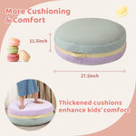 MOMCAYWEX Macaron Bean Bag Chair for Kids and Teens, Comfy Sherpa Pouf Ottoman for Kids and Adult, 27.5"×27.5"×13.5", Purple and Green