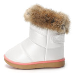 KVbabby Toddler boots Kids Snow Boots Girl's Warm Winter Boots Fur Lined Waterproof Boot PU Leather Non-slip,White,4.5 M US Toddler = Label 21