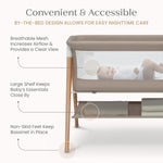 Delta Children Bondi Beechwood by The Bed Bassinet with PureAir Breathable Mesh Sheet and FSC-Certified Wood, Tan