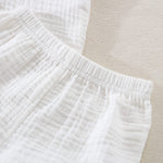 Baby Boys Clothes Set Toddler Infant Boys Button-down Shirt Tops + Cotton Gauze Shorts Summer Outfit 2PCS with Pockets (White, 12-18 Months)