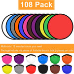 Mototo 108 Pieces Foldable Flying Disc Fans with Bag Folding Pocket Toy Set for Kids Fun Birthday Party Favors Summer Outdoor Activity Game Halloween Christmas, 12 Colors