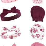 Hudson Baby baby-girls Cotton Headband and Scratch Mitten Set