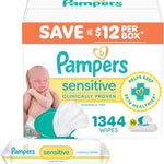 Pampers Sensitive Baby Wipes, Water Based, Hypoallergenic and Unscented, 8 Flip-Top Packs, 4 Refill Packs (1008 Wipes Total)