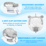 Baby Bath Seat for Babies 6 Months & up,Baby Bathtub Chair,Non-Slip Toddler Bath Support,Sit Up Bath Seat for Baby,Safe Infant & Newborn Bathtub Chair with Soft Cushion,Gray