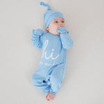 Newborn Girls and Boys Romper, Hi I’m New Here Long Sleeve Cotton Baby Clothes, Newborn Coming Home Outfit