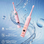 Huedbeads Kids Electric Toothbrush, Sonic Rechargeable Toothbrush with 6 Replacement Heads, Soft Bristle, IPX7 Waterproof, LED Display, Oral Care for Toddlers & Children Aged 2+ Years(Pink)