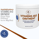 Vitamin A & D Ointment 15 Oz Jar, Skin Protectant for Diaper Rash, Cuts, Burns, Abrasions, Wounds and Scrapes